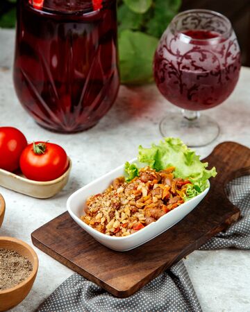 beans stuffed with nuts and tomatoの写真素材