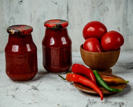 mashed tomato and vegetablesの写真素材