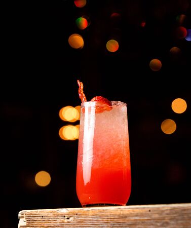 strawberry cold cocktail with iceの写真素材