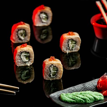sushi set on the tableの写真素材