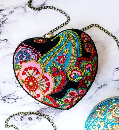 colorful bag in heart formの写真素材