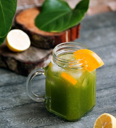detox with lemon slices on topの写真素材