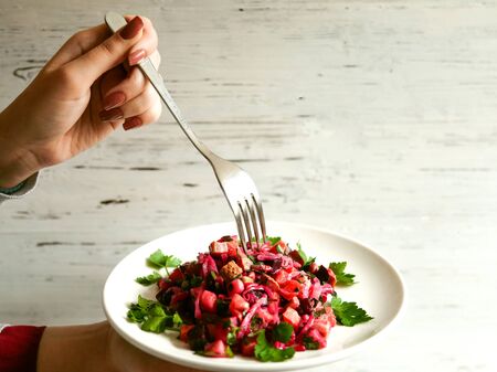 vegetable salad with herbsの写真素材
