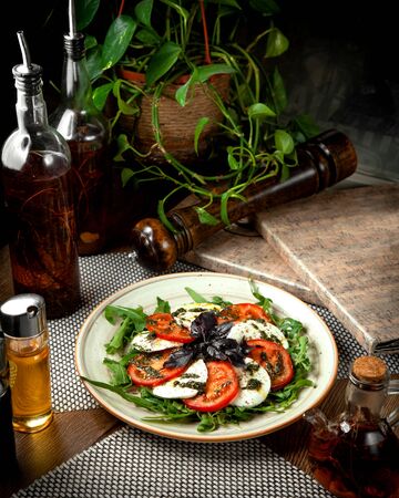 salad on the tableの写真素材