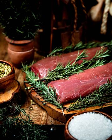 fresh meat on the tableの写真素材
