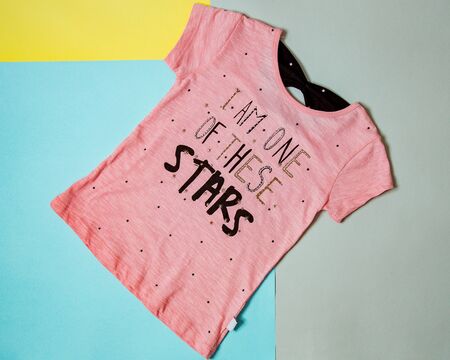 pink blouse with the inscription for girlsの写真素材