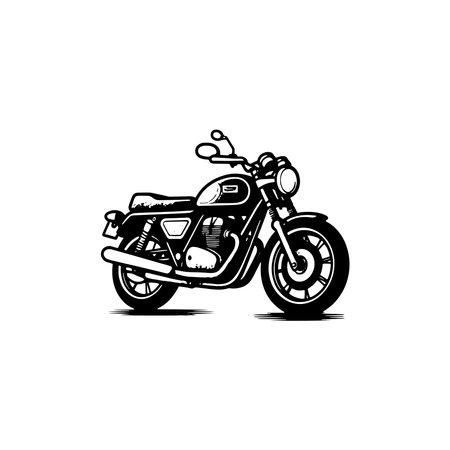 Motorcycle monochrome vector illustration, isolated on white background.のイラスト素材