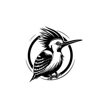 Pied kingfisher bird vector logo design template. Kingfisher bird illustration.のイラスト素材