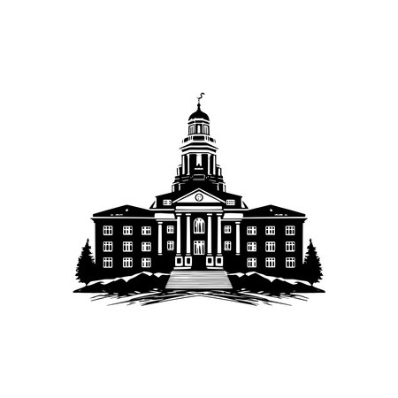 Illustration of a black and white silhouette of the state capitol buildingのイラスト素材