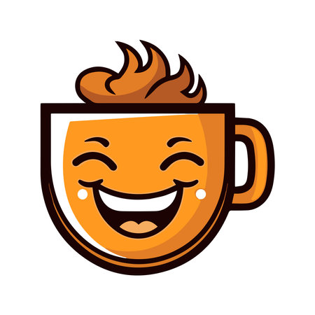 Coffee mug with smiley face. Cartoon vector illustration.のイラスト素材