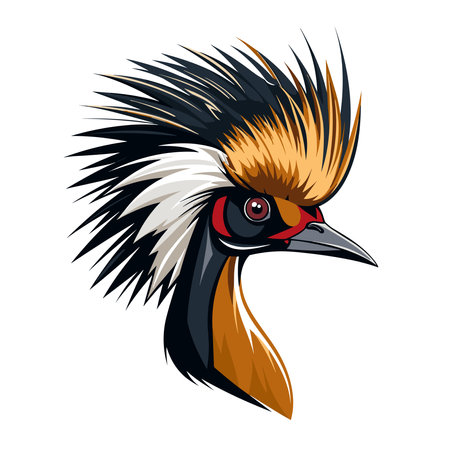Crowned Crane head vector illustration isolated on a white background.のイラスト素材