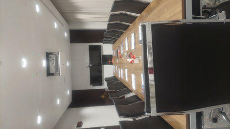 Interior of a modern conference room in the office. View from above.の写真素材