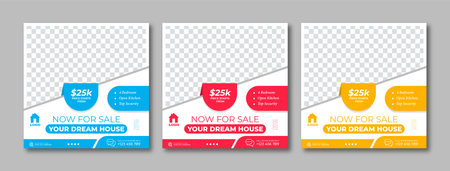 Set of minimal square social media banner template. Social media sale post. Flat and minimalist. Suitable for fashion social media posts and web internet ads.のイラスト素材