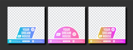 Business real estate social media post square banner template. Furniture social media post templates. Suitable for web banners, advertising, house sale social media posts, web ads,のイラスト素材