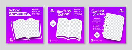 School admission square banner. Suitable for back-to-school social media pack template educational banner and social media post template and web banner.のイラスト素材