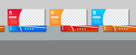 Set of Editable minimal square social media banner template. Suitable for social media posts an ad, advertisements, advertising, announcement, brochure, and web internet ads. homeのイラスト素材