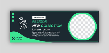 Social media cover design Fashion sale minimal horizontal banner template. Social media sale post. Flat and minimalist. Suitable for fashion social media posts and web internet adsのイラスト素材