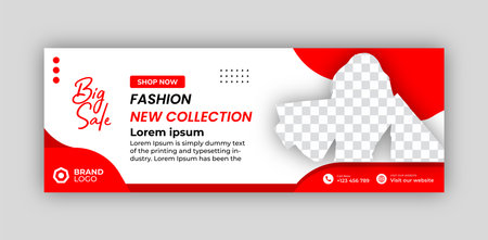 Social media cover design Fashion sale minimal horizontal banner template. Social media sale post. Flat and minimalist. Suitable for fashion social media posts and web internet adsのイラスト素材