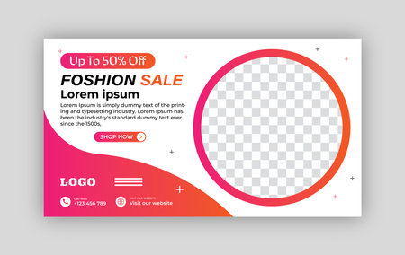 Social media cover design Fashion sale minimal horizontal banner template. Social media sale post. Flat and minimalist. Suitable for fashion social media posts and web internet adsのイラスト素材