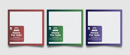 Business real estate social media post square banner template. Furniture social media post templates. Suitable for web banners, advertising, house sale social media posts, web ads,のイラスト素材