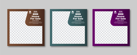 Business real estate social media post square banner template. Furniture social media post templates. Suitable for web banners, advertising, house sale social media posts, web ads,のイラスト素材