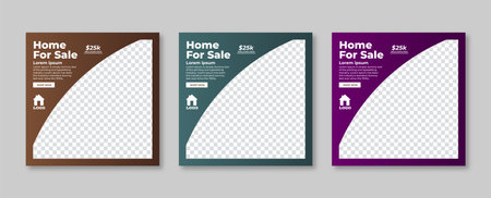 Business real estate social media post square banner template. Furniture social media post templates. Suitable for web banners, advertising, house sale social media posts, web ads,のイラスト素材
