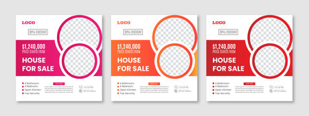 Business real estate social media post square banner template. Furniture social media post templates. Suitable for web banners, advertising, house sale social media posts, web ads,のイラスト素材