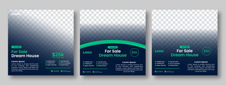 Set of Editable minimal square social media banner template. Suitable for social media posts an ad, advertisements, advertising, announcement, brochure, and web internet ads. homeのイラスト素材