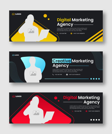 Digital business marketing social media post template and web banner. social media cover, corporate business, marketing banner ads, and creative marketing agency social media postのイラスト素材