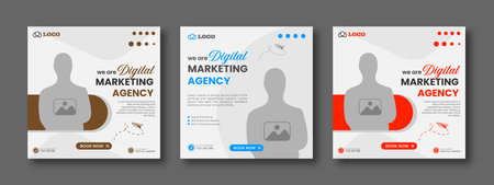 Corporate Business Social media post and Digital marketing Social media post template. feed posts, corporate business, marketing banner ads, and creative marketing agencyのイラスト素材