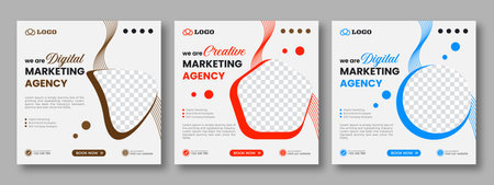 Corporate Business Social media post and Digital marketing Social media post template. feed posts, corporate business, marketing banner ads, and creative marketing agencyのイラスト素材