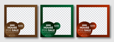Business real estate social media post square banner template. Furniture social media post templates. Suitable for web banners, advertising, house sale social media posts, web ads,のイラスト素材