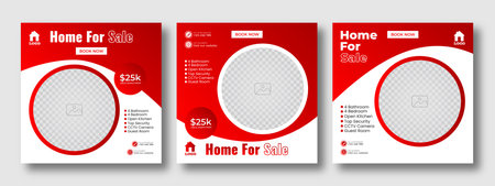 Business real estate social media post square banner template. Furniture social media post templates. Suitable for web banners, advertising, house sale social media posts, web ads,のイラスト素材