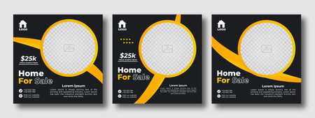 Business real estate social media post square banner template. Furniture social media post templates. Suitable for web banners, advertising, house sale social media posts, web ads,のイラスト素材
