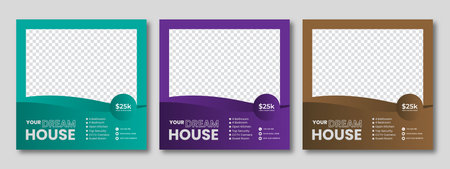 Business real estate social media post square banner template. Furniture social media post templates. Suitable for web banners, advertising, house sale social media posts, web ads,のイラスト素材