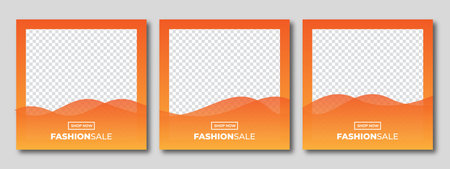 Set of minimal square social media banner template. Social media sale post. Flat and minimalist. Suitable for fashion social media posts and web internet ads.のイラスト素材