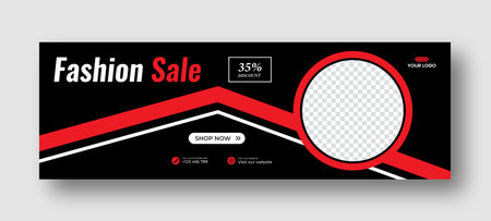 Social media cover design Fashion sale minimal horizontal banner template. Social media sale post. Flat and minimalist. Suitable for fashion social media posts and web internet adsのイラスト素材