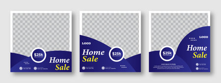 Business real estate social media post square banner template. Furniture social media post templates. Suitable for web banners, advertising, house sale social media posts, web ads,のイラスト素材
