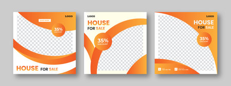 Business real estate social media post square banner template. Furniture social media post templates. Suitable for web banners, advertising, house sale social media posts, web ads,のイラスト素材