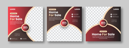Business real estate social media post square banner template. Furniture social media post templates. Suitable for web banners, advertising, house sale social media posts, web ads,のイラスト素材