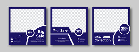 Set of minimal square social media banner template. Social media sale post. Flat and minimalist. Suitable for fashion social media posts and web internet ads.のイラスト素材