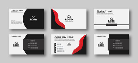 Flat and minimal Business Card Creative and Eligen Business Card Template. Minimal visiting card design template. Black and red color Business Cardのイラスト素材