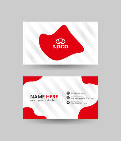 Flat and minimal Business Card Creative and Eligen Business Card Template. Minimal visiting card design template. Black and red color Business Cardのイラスト素材