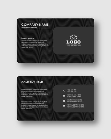Modern Futuristic business card design. Visiting cards for business and personal use. Modern shape with abstract silver. Luxury dark background. Vector illustration print template.のイラスト素材