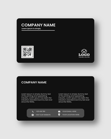 Modern Futuristic business card design. Visiting cards for business and personal use. Modern shape with abstract silver. Luxury dark background. Vector illustration print template.のイラスト素材