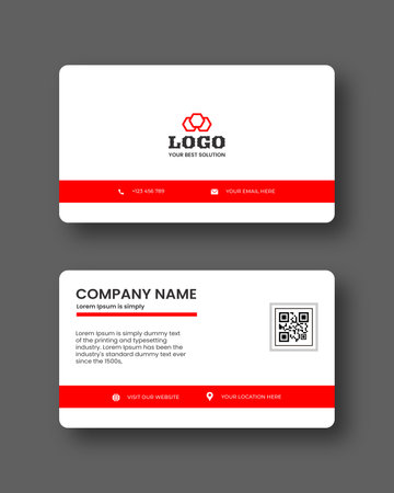 Flat and minimal Business Card Creative and Eligen Business Card Template. Minimal visiting card design template. Black and red color Business Cardのイラスト素材