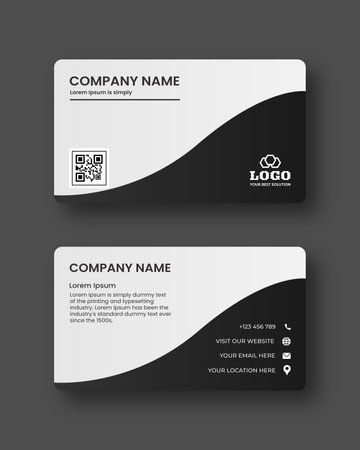Modern Futuristic business card design. Visiting cards for business and personal use. Modern shape with abstract silver. Luxury dark background. Vector illustration print template.のイラスト素材