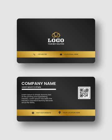 Modern Futuristic business card design. Visiting cards for business and personal use. Modern shape with abstract silver. Luxury dark background. Vector illustration print template.のイラスト素材