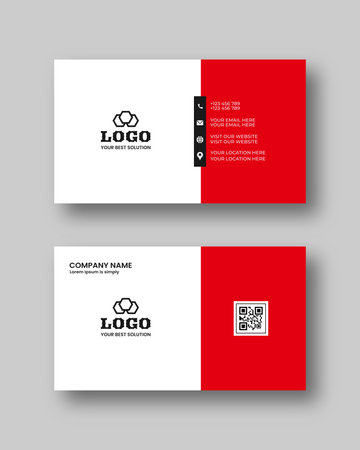 Flat and minimal Business Card Creative and Eligen Business Card Template. Minimal visiting card design template. Black and red color Business Cardのイラスト素材