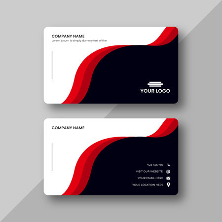 Flat and minimal Business Card Creative and Eligen Business Card Template. Minimal visiting card design template. Black and red color Business Cardのイラスト素材